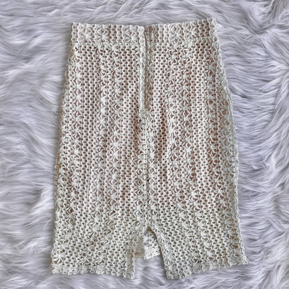 Free People -white ivory cream crochet knit skirt - Picture 3 of 5